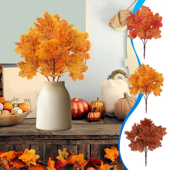 Simulation Maple Leaf Branches Artificial Maple Leaves | Decorative Silk Plastic Twig | Lifelike Multicolor Foliage | Flexible Waterproof Sunproof Fake Plant | 1 Piece | 15.3x7.8 in | Home Garden
