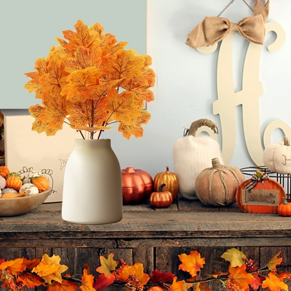 Simulation Maple Leaf Branches Fake Leaves Decorative Silk Flower Dry Branches, Xinsrenus Under $5! Simulation Maple Leaf Branches Fake