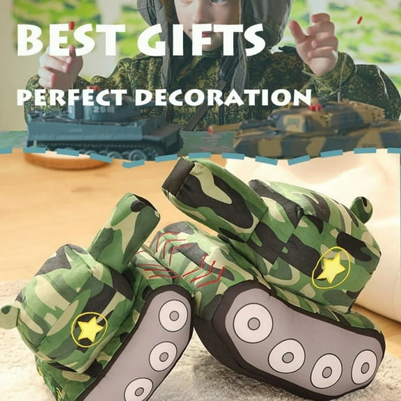Simulation Military Tank Plush Toy, Soft Stuffed Tank Throw Pillow for Boys and Boys and Girlss, Creative Decorative Tank Doll for Bedroom Style #E164 Multicolor