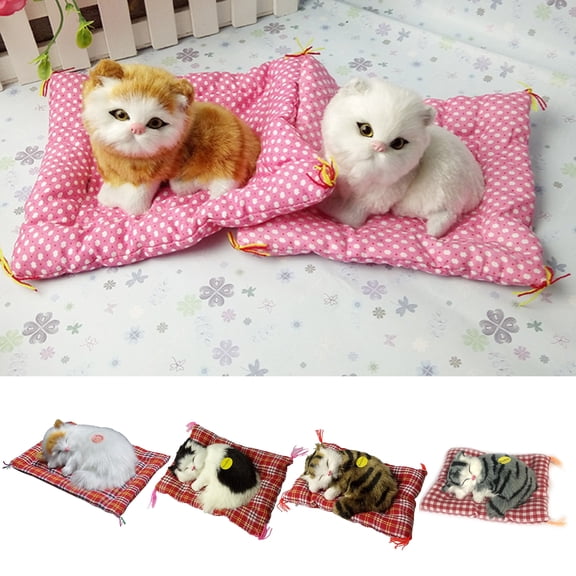 Simulation Mini Cat - High Simulation Breathable Birthday Gifts Cloth Pad Plush Cats for Kids