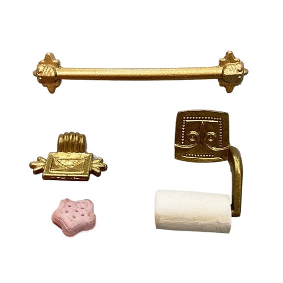 Simulation Miniature Bathroom Accessory 1/12 Scale Doll House Furniture Towel Rack Tissue Holder Soap Rack Model Figurine