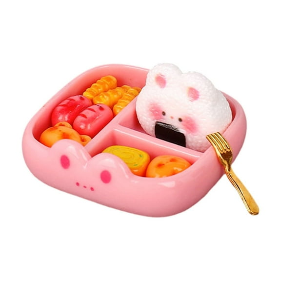 Simulation Miniature Food Play Accessories, Cute Animal Dinner Plate With Adorable Cartoon Creative Design, Mini Lunch Box Decoration For Doll House Decoration And