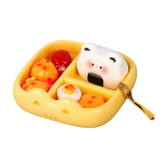 Simulation Miniature Food Play Cute Animal Dinner Plate Accessories Cartoon Creative Lunch Box Decoration Doll House Micro Decors Set With Detailed Lifelike Design