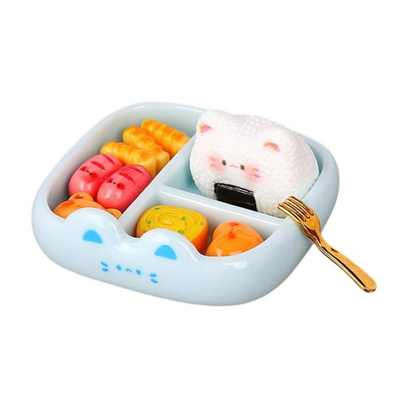 Simulation Miniature Food Play Cute Animal Dinner Plate Accessories Cartoon Creative Lunch Box Decoration Doll House Micro Decors Set For Dollhouse Decoration And