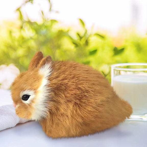 Simulation Model Hare Figurine - Lifelike Miniature Home Decor, Artificial Rabbit Toy for Kids and Collectors, for Easter, Bookshelves, Desks, and Car Decorations, 3.1x5.1x3.9inch(Brown)