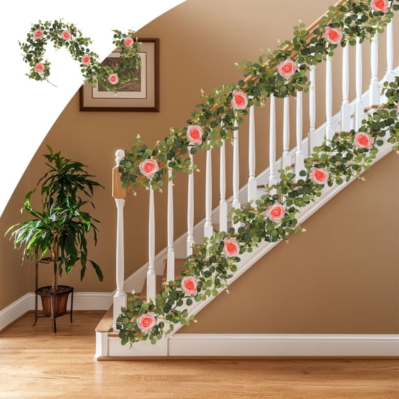 Simulation Money Leaf Rattan Vine Garland for Outdoor Patio Dining Table Decoration, Artificial Foliage for Home Garden Wedding Party and Farmhouse Decor