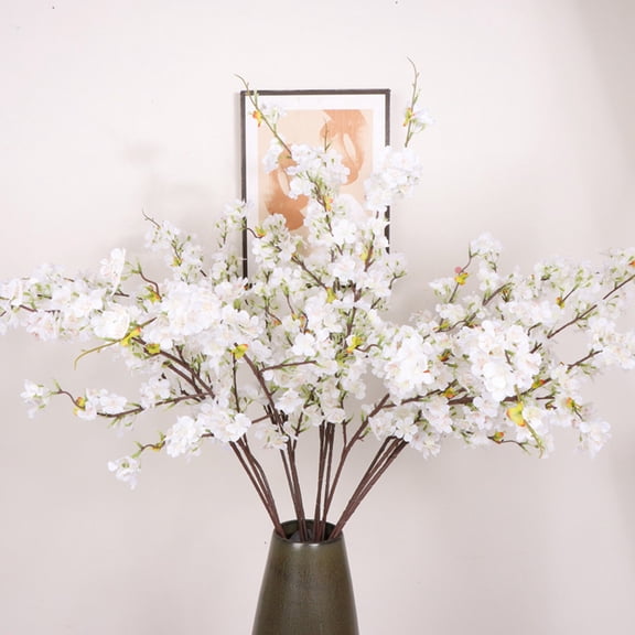 Simulation Multi fork Sakura Artificial Flowers, 42" Decorative Silk Cherry Blossoms for Living Room & Party