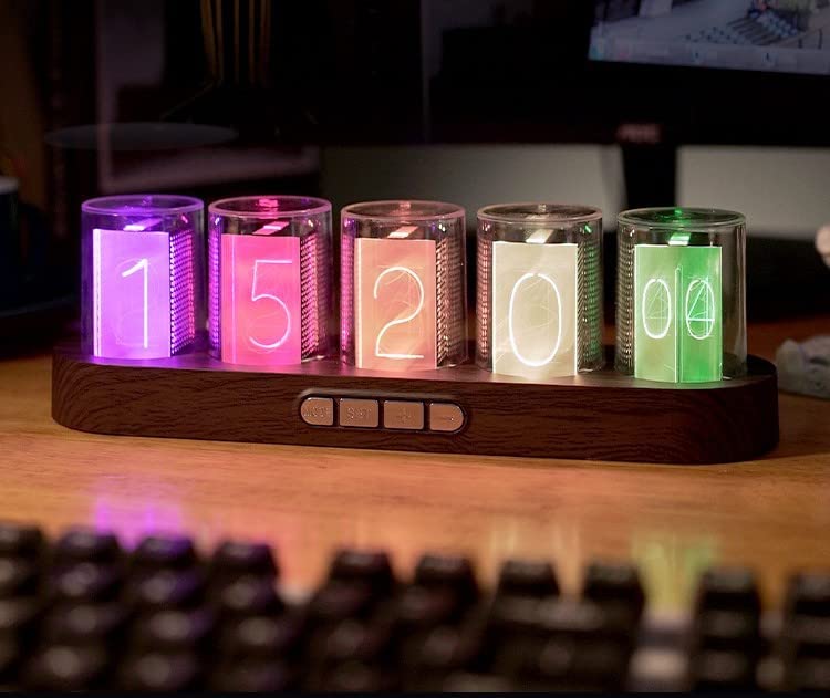 Simulation Nixie Tube Clock, RGB Desk Clock, LED Tube Desk Clock with