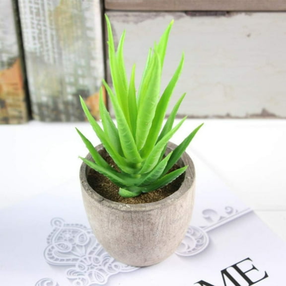 Simulation Of Green Plant Artificial Aloe Potted Green Fake Flowers, 1* Simulation Of Aloe Potted Plants Fake Flowers Small(Plastic, One Size)