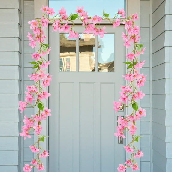Simulation Of Spring Flowers Wall Hanging Living Room Fake Decorative Indoor Orchid Vines Rattan Green Plants for Home Garden Wedding