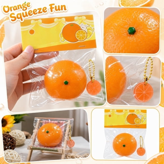 Simulation Orange Fruit Squishy Fidget Toys for Adults Textured Citrus Rind Sensory Gadget Soft TPR Material Silhouette Office Desk Accessory Rebound Pressure Relief Tool 1 Pack