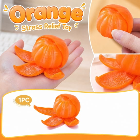 Simulation Orange Squishy Toy, Realistic Peeled Mandarin Stress Relief Squeeze, Slow Rebound Fidget for Anxiety Focus, Office Desk Prank Gift, Plastic