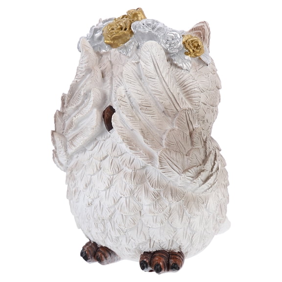 OFFIGAM Modern Owl Figurine Ornament White Resin Home Decor 1Set 4.3x3.9x5.1in