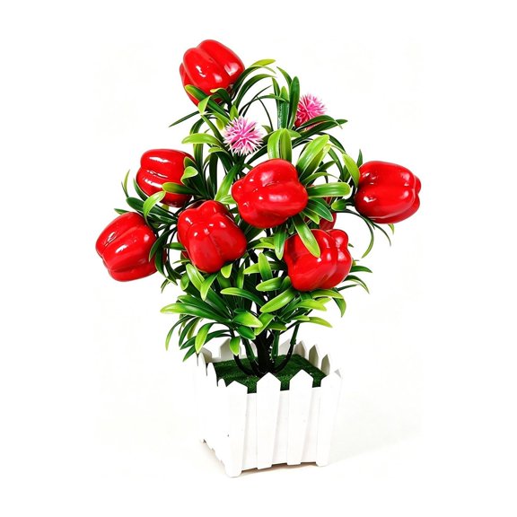 Simulation Pepper Potted Bonsai Decorative Artificial Plant In Pot For Home Desktop Office Display Lifelike Faux Vegetable