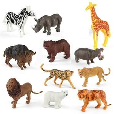 Simulation Plastic Wild Animals Model, Mini Animals Statue Ornaments, Realistic Wild Zoo Animals Figurines, Wild Animals Toys Birthday Christmas Gifts for Kids Toddler
