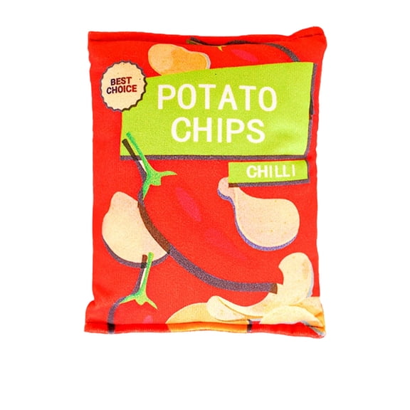 Simulation Potato Chip Bag Plush Pet Toy – Crinkle Paper & Squeaker,Interactive Sound Food Toy for Dogs & Cats,Fun Play & Photo Props
