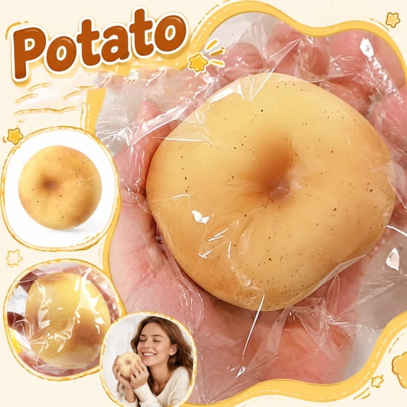 Simulation Potato Shape Squishy Fidget Toys for Adults Soft Rubber Sensory Gadget 1 Inch Realistic Vegetable Profile Office Desk Accessory Rebound Pressure Relief Tool 1 Pack