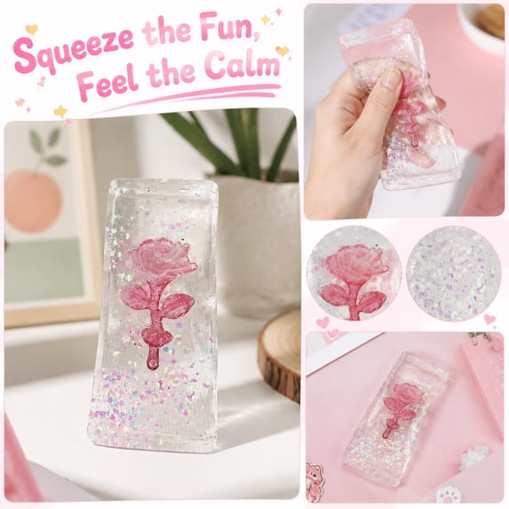 Simulation Preserved Rose Shape Squishy Squishy for Adults Soft TPR Sensory Gadget Realistic Floral Office Desk Accessory Pressure Relief Tool 4.72 Inch 1 Pack