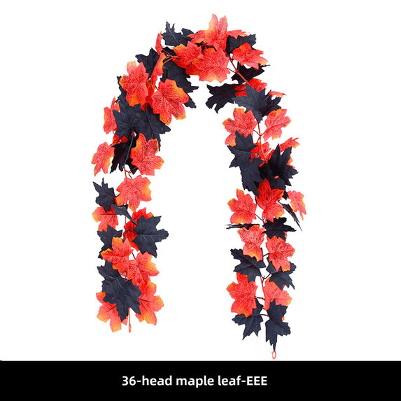 Simulation Purple Maple Leaf Lighting Chain Cross-Border Black Maple Leaf Decoration Halloween Decoration Maple Rattan,78.9inch