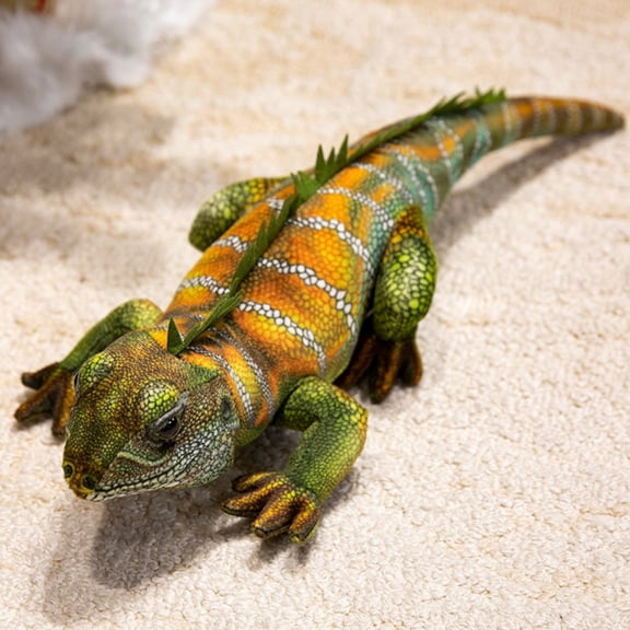 Simulation Realistic Iguana Lizard Plush, 19.68 Inch Soft Green Reptile Stuffed Animal Doll Decor