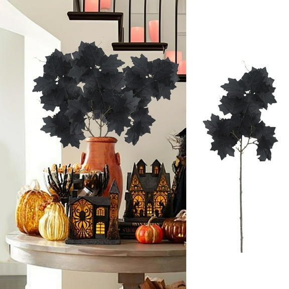 Simulation Red Maple Leaf Indoor Courtyard Decoration-Fake Branch Landscaping Accent For Autumn