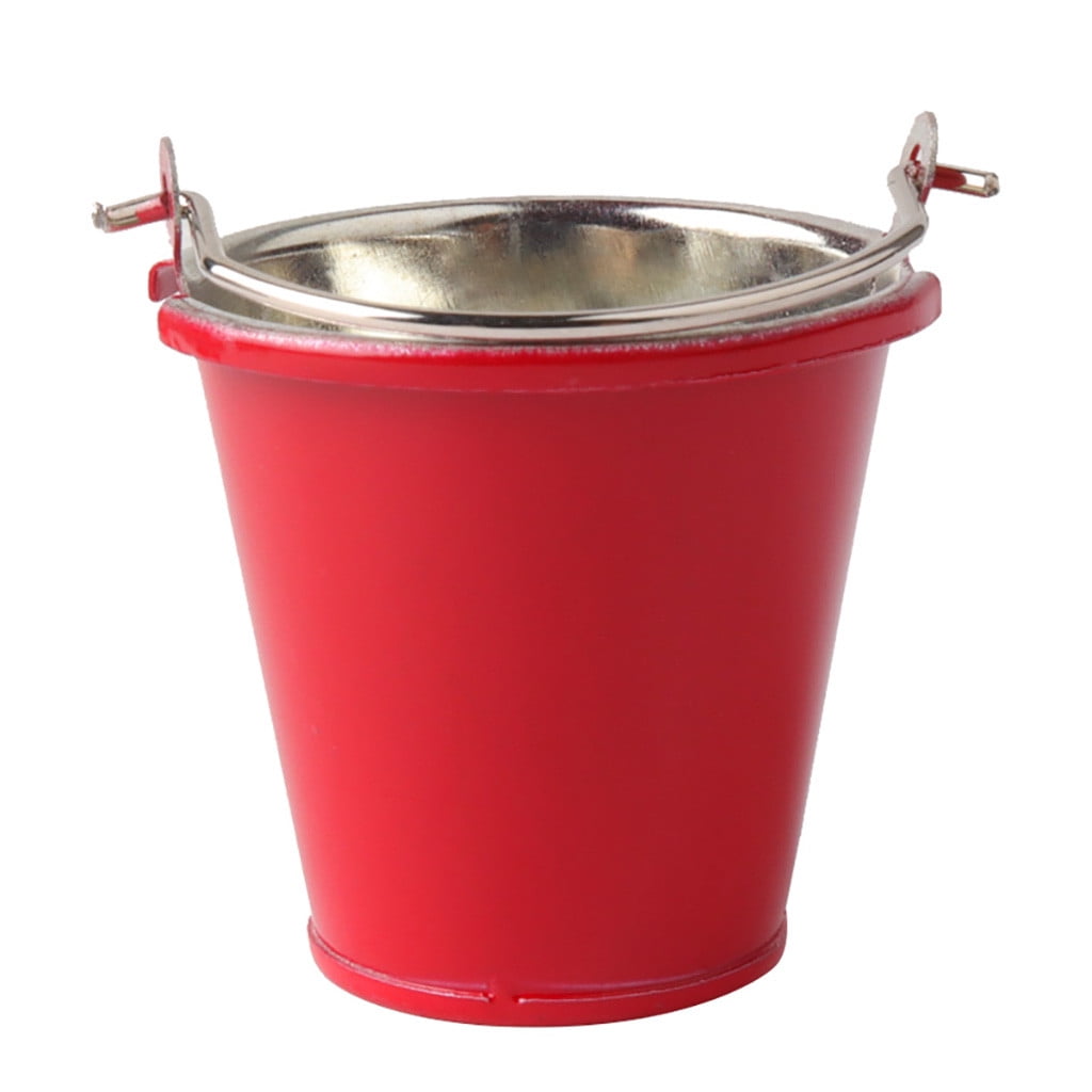 Simulation Red Mini Metal Bucket Tool DIY for 1/10 RC Crawler Offroad