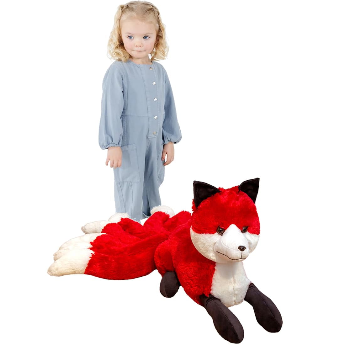 Simulation Red Nine-Tailed Fox Stuffed Animals Realistic Kyuubi