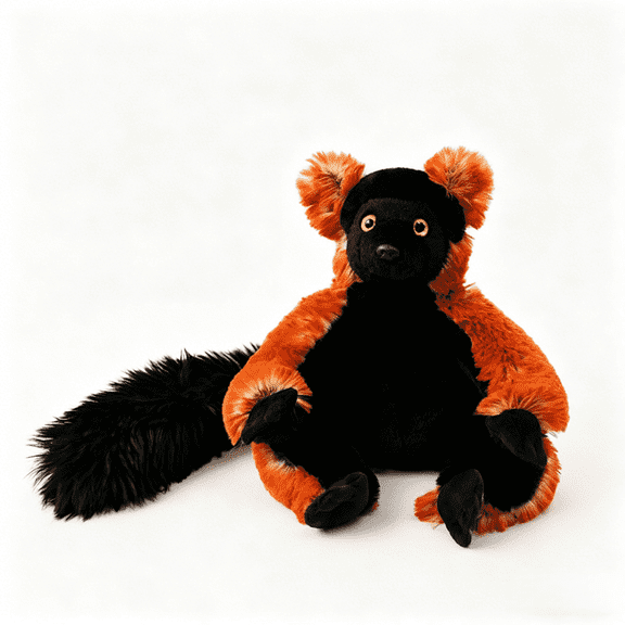 Simulation Red Ruffled Lemur Stuffed Animals ,9.8'' Soft Monkey Plush Toy Wildlife Plushie Gift