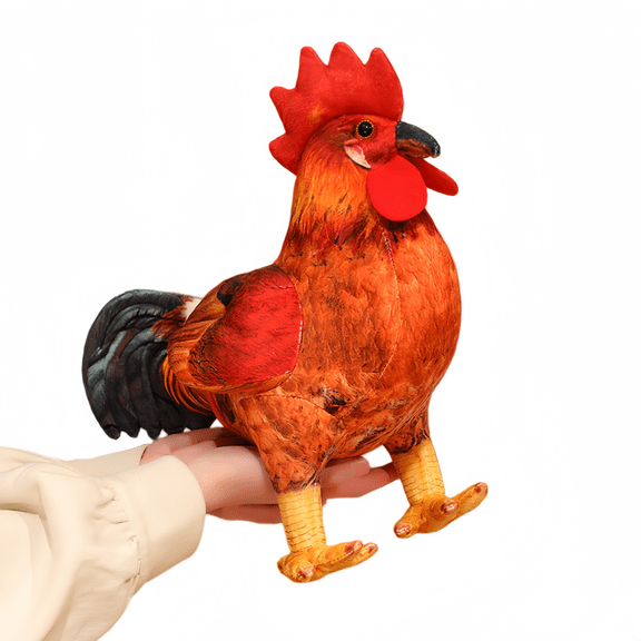 Simulation Rooster Stuffed Animals Plush Toy 11.8in Fluffy Chicken Doll Soft Toy Funny Room Decor