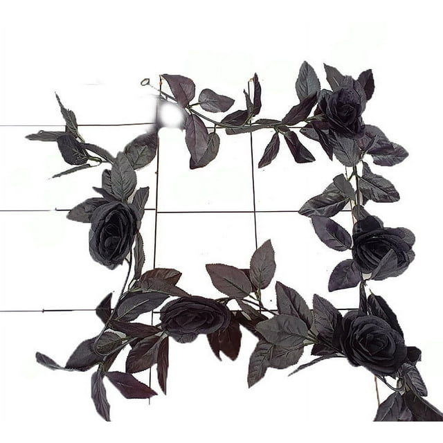 Simulation Rose Vine Decoration Black Fake Rose Flower Ornament Scene