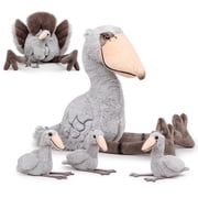 Simulation Shoebill Stork Stuffed Animal,Soft Shoebill Set 1 Mommy and 3 Babies Plush Toy, Lifelike Animal Toy, Gifts, Home Decoration, Hugging Toy