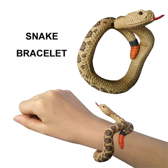 Simulation Snake Bracelets Snake Wristbands Prank Toys Scary Mischievous Party Supplies for S Teens With Adjustable Size And Realistic Appearance (Rattlesnake)