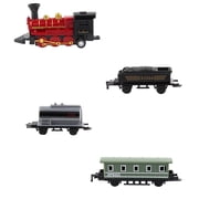 Simulation Steam Train Toy   Mini Alloy Front Inertia Car with 3 Splicing Carriages, Vintage Locomotive Model Gift for Kids Boys Girls