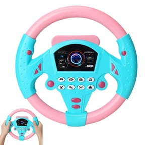 Simulation Steering Wheel Toy for Kids, Pretend Driving Steering Wheel with 360 Rotation, Black and Pink Car Play Toy for Toddlers, Role Play Driving Simulator for Boys Girls Ages 3