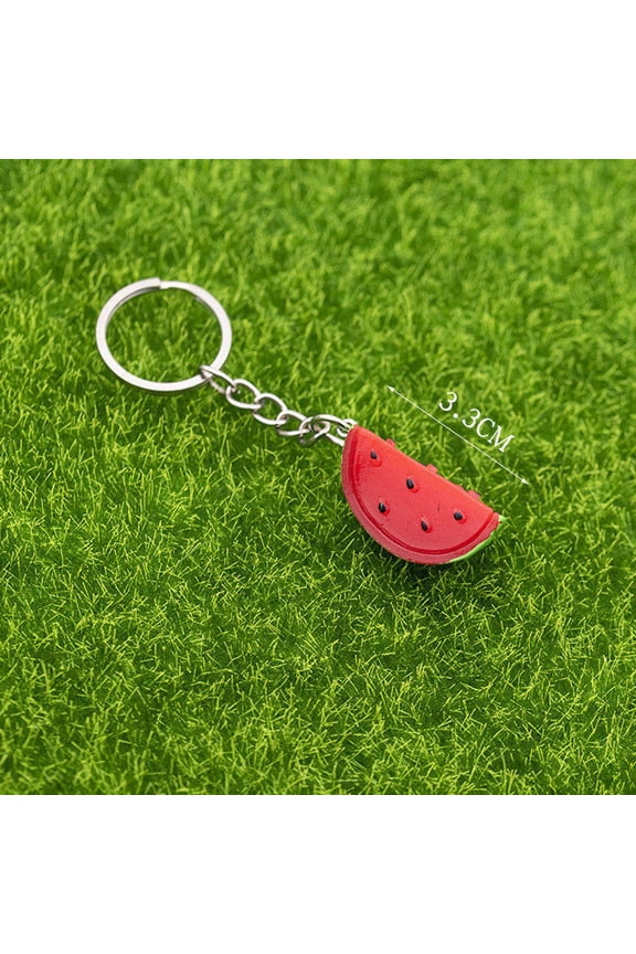 Unisex Watermelon Keychain 3D Simulation Fruit Slice Resin Charm Pendant Bag Decoration Car Key Accessories and