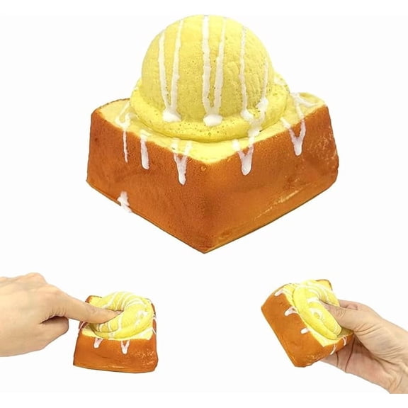 Simulation Toast Bread Shape Squishy Fidget Toys for Adults Soft Silicone Sensory Gadget Realistic 2.76 Inch Office Desk Accessory Pressure Relief Tool 1 Pack