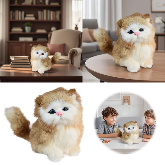 " Simulation Toy Realistic Stuffed Animal With Lifelike Posing Faux Cute & Paws Sitting Cat Plushie For Kids & Adults 8 Inch Cuddly Compan87448