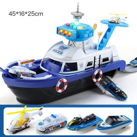 Simulation Track Inertia Boat Toy Vehicles Music Story Lamp Toys Ship Model Car Parking Boys Toys Children Christmas Present for 3-6 years