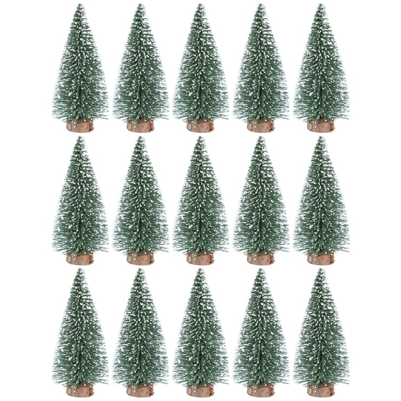 Beaupretty Mini Glitter Trees White Cedar Ornaments 15Pcs for Christmas Party