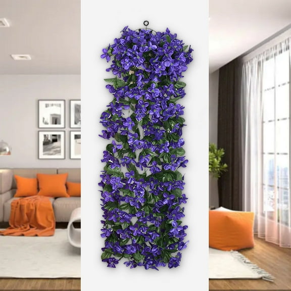 Simulation Violet Wall Hanging, Wedding Home Ceiling Decoration, Realistic Silk Fabric PE Plastic Flowers, Romantic Living Room Bedroom Decor, Lightweight Easy Install, 85cm