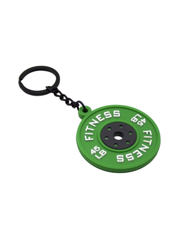 Simulation Weight Plate Keychain, Rubber 45lb Barbell Plate Key Fitness Gym Charm Backpack Ornament for Athletes