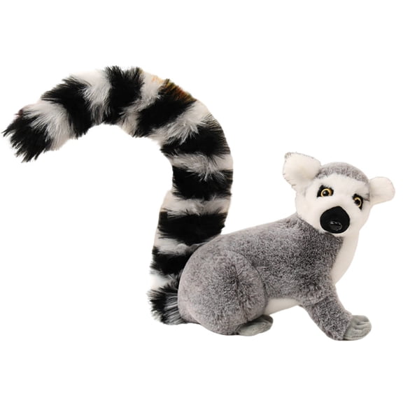 Simulation Wild Lemur Stuffed Animal 10.6 '' Lifelike Upturned Tailed Lemur Plush Toy Companion Gift