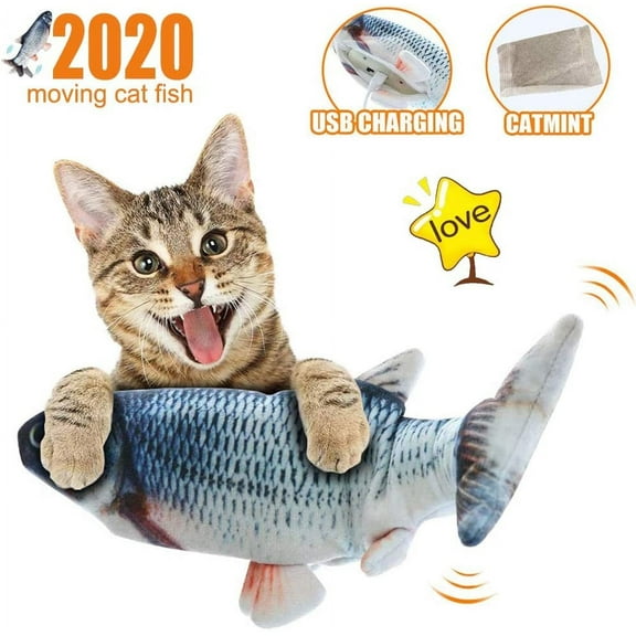 Simulation electric fish cat toy kitten indoor interactive dance fish, cat bite toy perfect bite chew and kick, move themselves