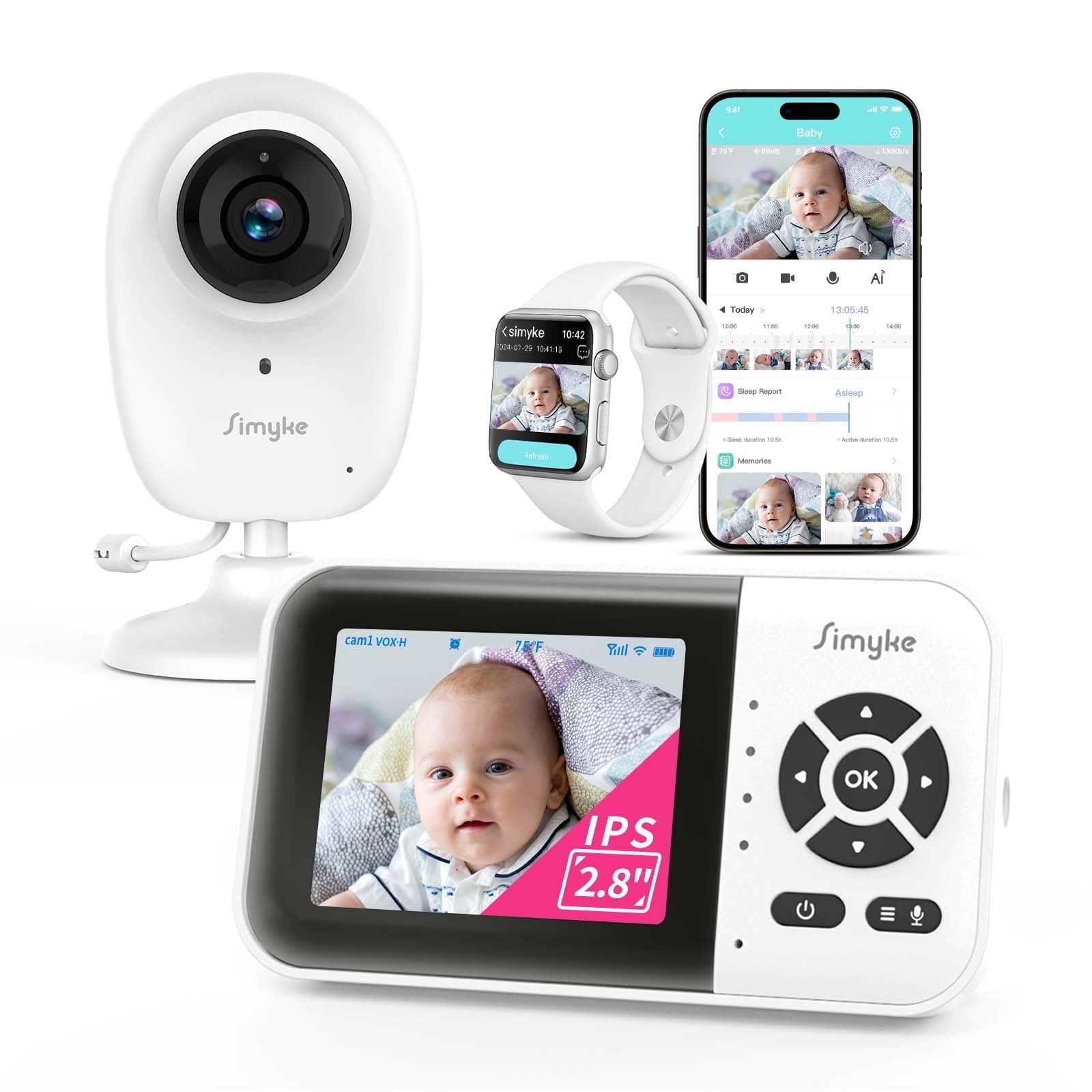 Walmart Coupons of Free Shipping! Simyke Baby Monitor with 2.8 Inch Display 1080P Camera Long Range Night Vision Two-Way Talk Cry Detection