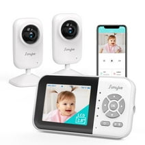Simyke Upgrade Video Baby Monitor with 2 Cameras and Audio 2.8" Screen, Night Vision, APP, 2 Way Talk, 1200ft Long Range, Feeding Clock, Temperature Detection, Portable Wireless Baby Cam Home Use