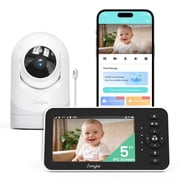 Simyke Video Baby Monitor with Camera and Audio,5'' IPS Screen,720P HD,App,Remote Pan/Tilt/Zoom Camera,Lullabies,Feeding