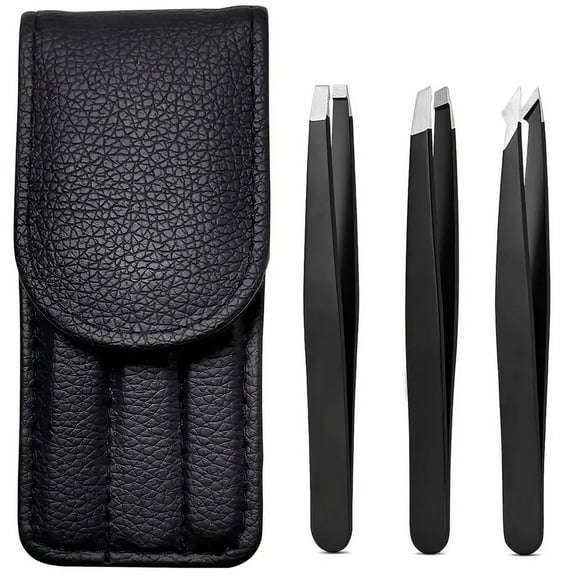 Simyoung 3pcs Stainless Steel Premium Eyebrow Tweezers/Set Plucking Hair Tweezers Kit Precision Sharp Flat/Slant/Pointed Tip Tweezers For Body, Ingrown And Facial Hair Remover