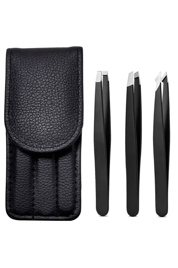 3pcs Stainless Steel Premium Eyebrow Tweezers/Set Plucking Hair Tweezers Kit Precision Sharp Flat/Slant/Pointed Tip Tweezers For Body, Ingrown And Facial Hair Remover