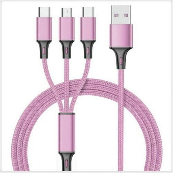Simyoung 4FT 3 IN 1 Multi Charging CablePhone Connector USB Universal Charger Cord Adapter Purple