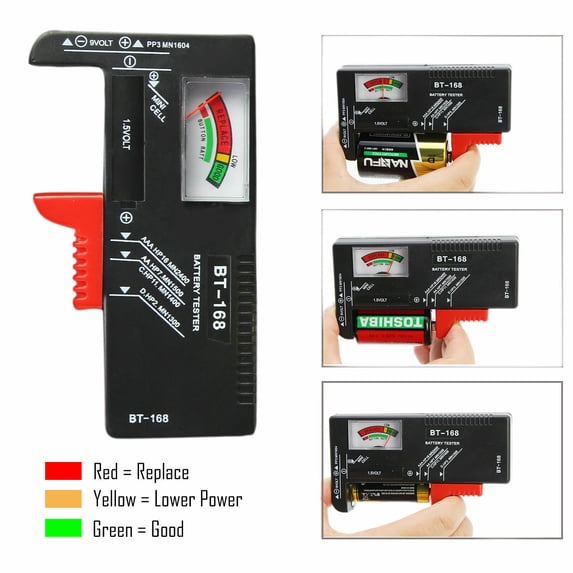 Simyoung Analog Battery Tester, Compatible with AAA, AA, C, D, 9V Batteries, Model SY-100